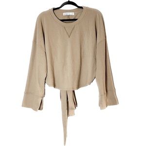 FREE PEOPLE BEACH tan open back tie waist pullover sweatshirt S
